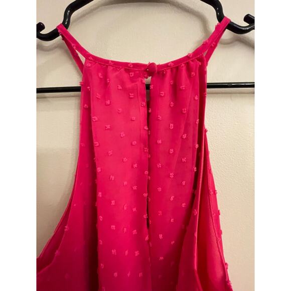 The Vanity Room Hot Pink Swiss Dot‎ Mini Dress XS Summer Beach Party Elegant - Picture 6 of 7